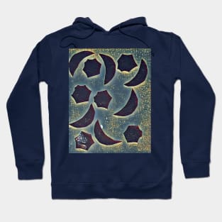 Dark Blue Half Moon and Star Pattern Hoodie